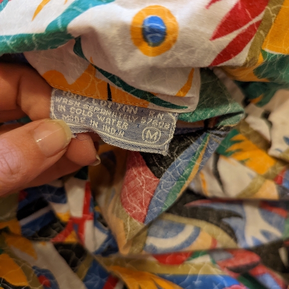 Vintage colorful tribal print button down cotton top size small - Picture 6 of 8